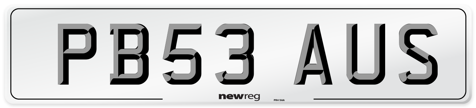 PB53 AUS Number Plate from New Reg